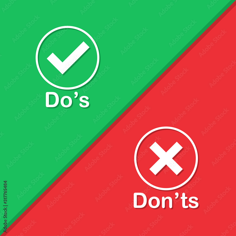 Poster do's and don'ts information signs in a flat design