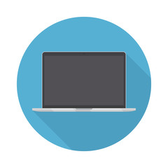 Laptop icon in a flat design with long shadow