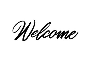 Lettering welcome wrote by brush. Welcome calligraphy.