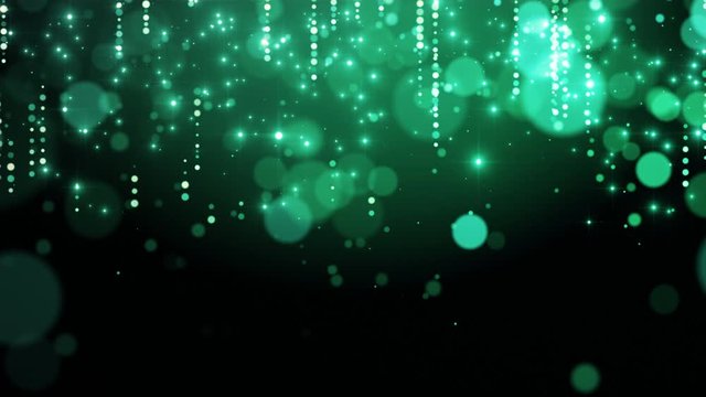 elegant green background flying particles light