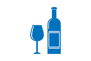 wine glass and bottle icon vector illustration