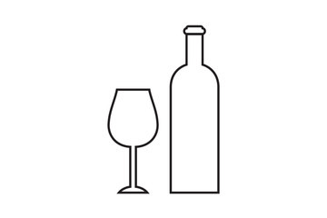 wine glass and bottle icon vector illustration