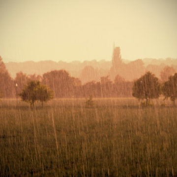 Germany, North Rhine-Westphalia, Minden, Weserauen, Rainy weather