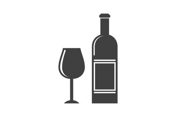 wine glass and bottle icon vector illustration