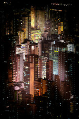 Fototapeta na wymiar Futuristic night cityscape with skyscrapers. Hong Kong