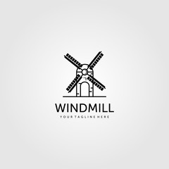 Fototapeta premium windmill logo line art minimalist vector illustration graphic design