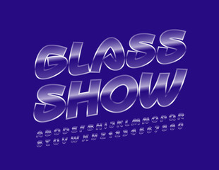 Obraz premium Vector creative poster Glass Show with transparent Font. Ice Alphabet Letters and Numbers
