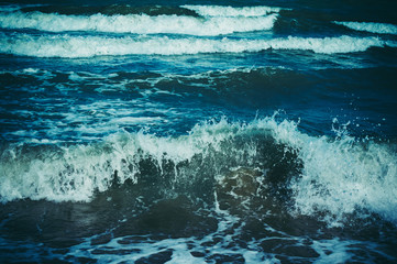 Sea with waves and foam