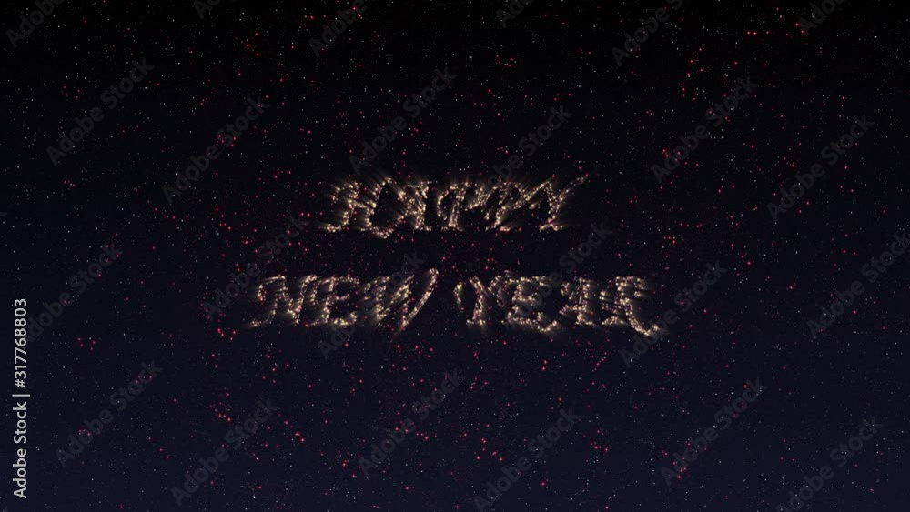 Poster amazing firework animation for new year celebration. stunning visuals of rockets exploding with spar