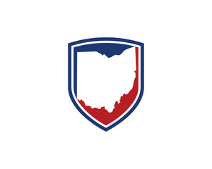 Ohio Map and Shield Logo Icon Template 001