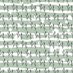Fototapeta premium Seamless Pattern with dark silhouette of reed on white background