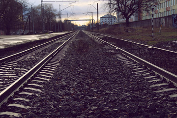 perspective of empty train railway