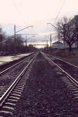 Fototapeta na wymiar perspective of empty train railway