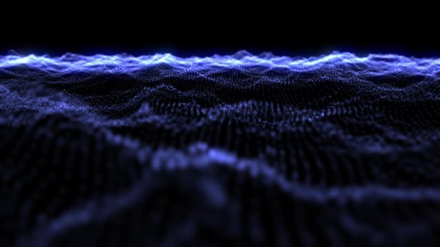 Ocean of particles. Virtual space of particle waves. Digital environment. Digital Ocean.