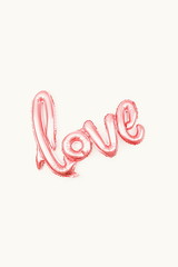 love. word love multi-colored gel balloons on a white background on valentines day