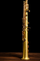 soprano saxophone on black background