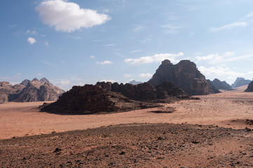 Vista panorámica del desierto de Wadi Rum, Jordania 
