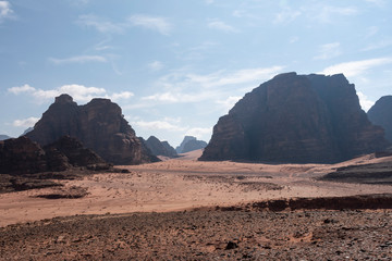 Vista panorámica del desierto de Wadi Rum, Jordania 