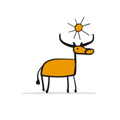 Fototapeta premium Asian cow, sketch for your design