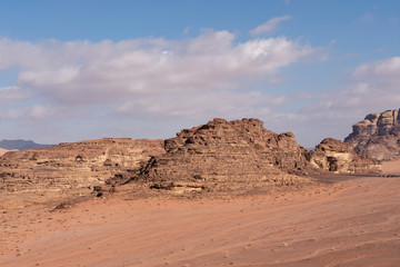 Vista panorámica del desierto de Wadi Rum, Jordania 
