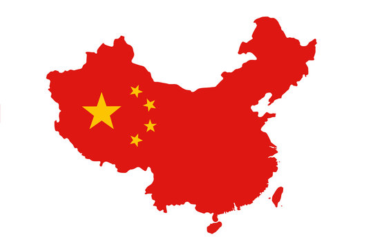 Flag of China in the form of a map on a white background