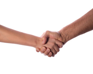 handshake, hand of a young man and man