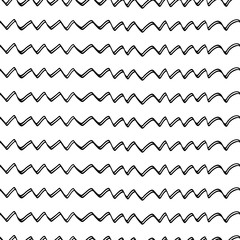 Vector seamless pattern. Repeating geometric zigzag. Uneven hand-drawn lines in vector. EPS 8