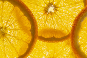 lemon slices in the macro detail on white background