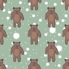 Seamless childish pattern with funny character of bear