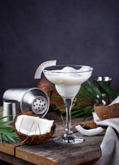 Coconut Margarita cocktail with ice cream