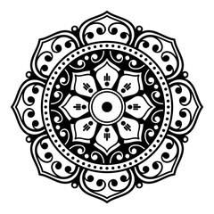 Mandala decorative round ornament. Can be used for greeting card, phone case print, etc. Hand drawn background, vector isolated on white. EPS 10 