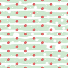 Seamless pattern with small red berries on white background