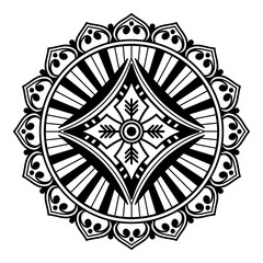 Mandala decorative round ornament. Can be used for greeting card, phone case print, etc. Hand drawn background, vector isolated on white. EPS 10 