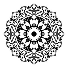 Mandala decorative round ornament. Can be used for greeting card, phone case print, etc. Hand drawn background, vector isolated on white. EPS 10 