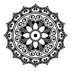Mandala decorative round ornament. Can be used for greeting card, phone case print, etc. Hand drawn background, vector isolated on white. EPS 10 