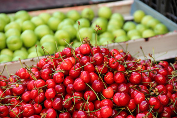 Georgian cuisine, Georgian market. Georgian national food, tourism. Cherry