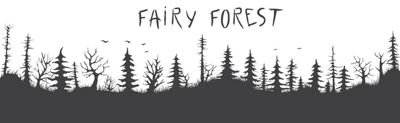 Obraz premium fairy forest silhouette