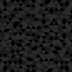 Abstract polygon dark grey graphic triangle seamless pattern. Vector graphic background.