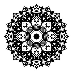 Mandala decorative round ornament. Can be used for greeting card, phone case print, etc. Hand drawn background, vector isolated on white. EPS 10 