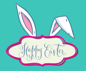 Happy Easter greeting card with bunny ears
