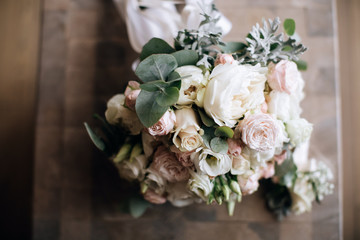 wedding bouquet of white roses