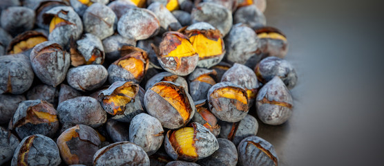Bunch of roasted chestnuts
