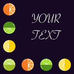 Fruits Citrus diversely oriented seamless vector pattern isolated with space for text
