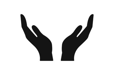 Vector protecting hands icon. Cupped hands