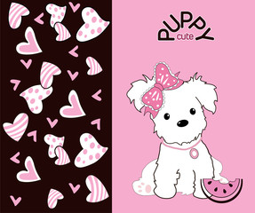 cute puppy on pink background branding cover