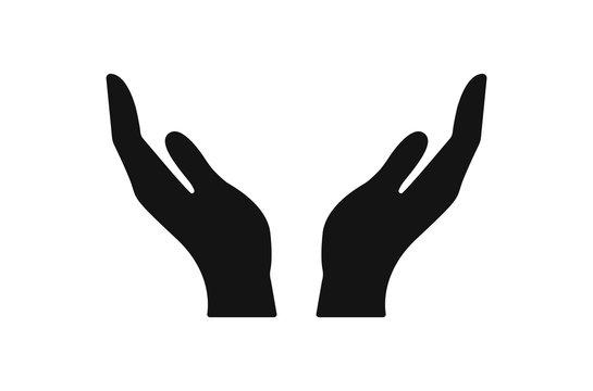Vector protecting hands icon. Cupped hands