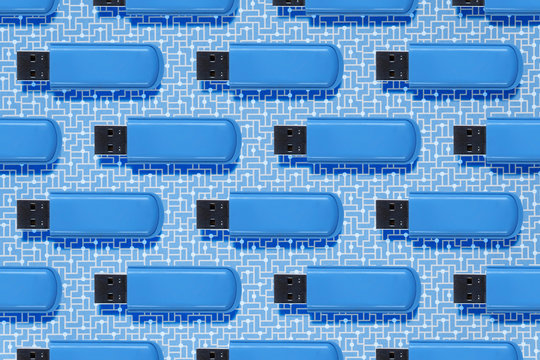 Studio shot of blue USB sticks