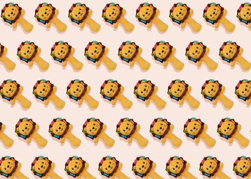 Studio shot of lion-shaped rattle toys