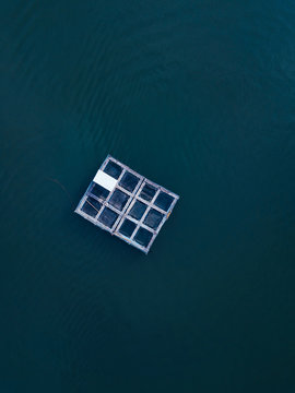 Indonesia, Bali, Serangan, Aerial view of lobster farm