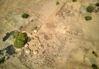 Burkina Faso, Fada N?Gourma, Aerial view of small village